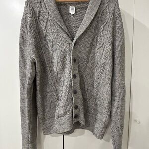 GAP Gray Cable Knit Cardigan Sweater
